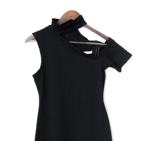 SUSANA MONACO Black Bodycon Asymmetrical Mini Dress Revolve Size-Small - Picture 8 of 10